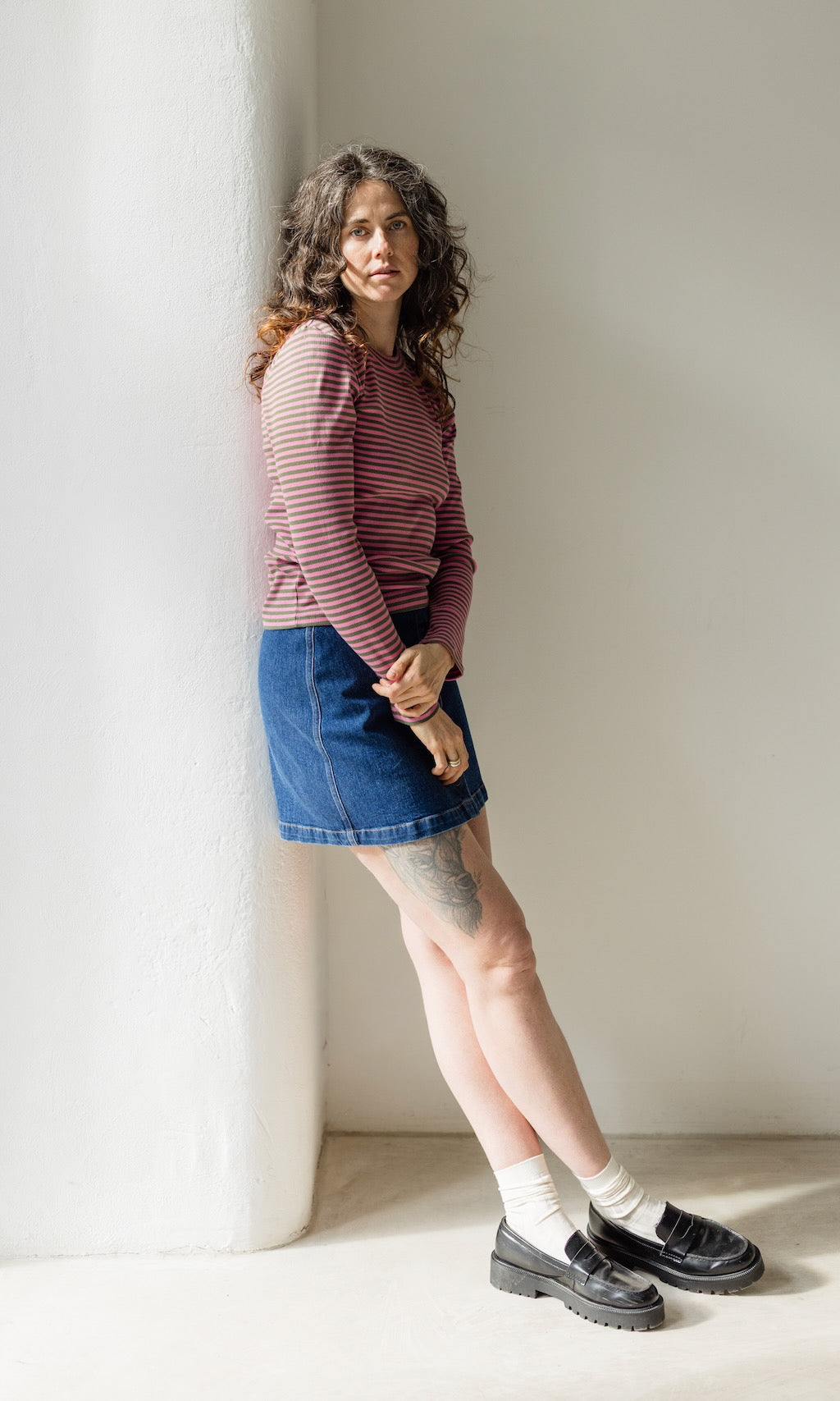 Gestreiftes Langarmshirt Zoé - abricot coco
