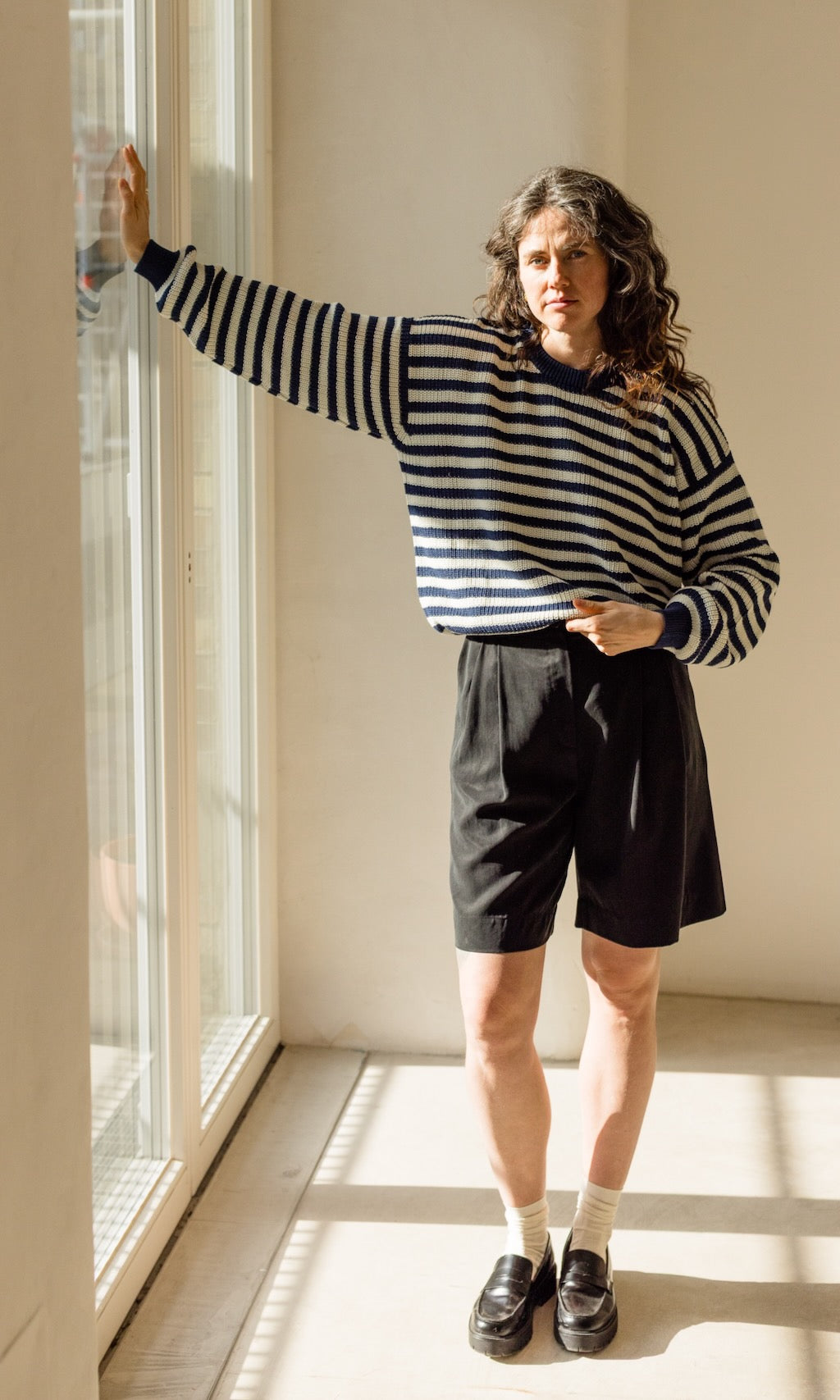 High-Waist Bermuda aus Lyocell in Schwarz