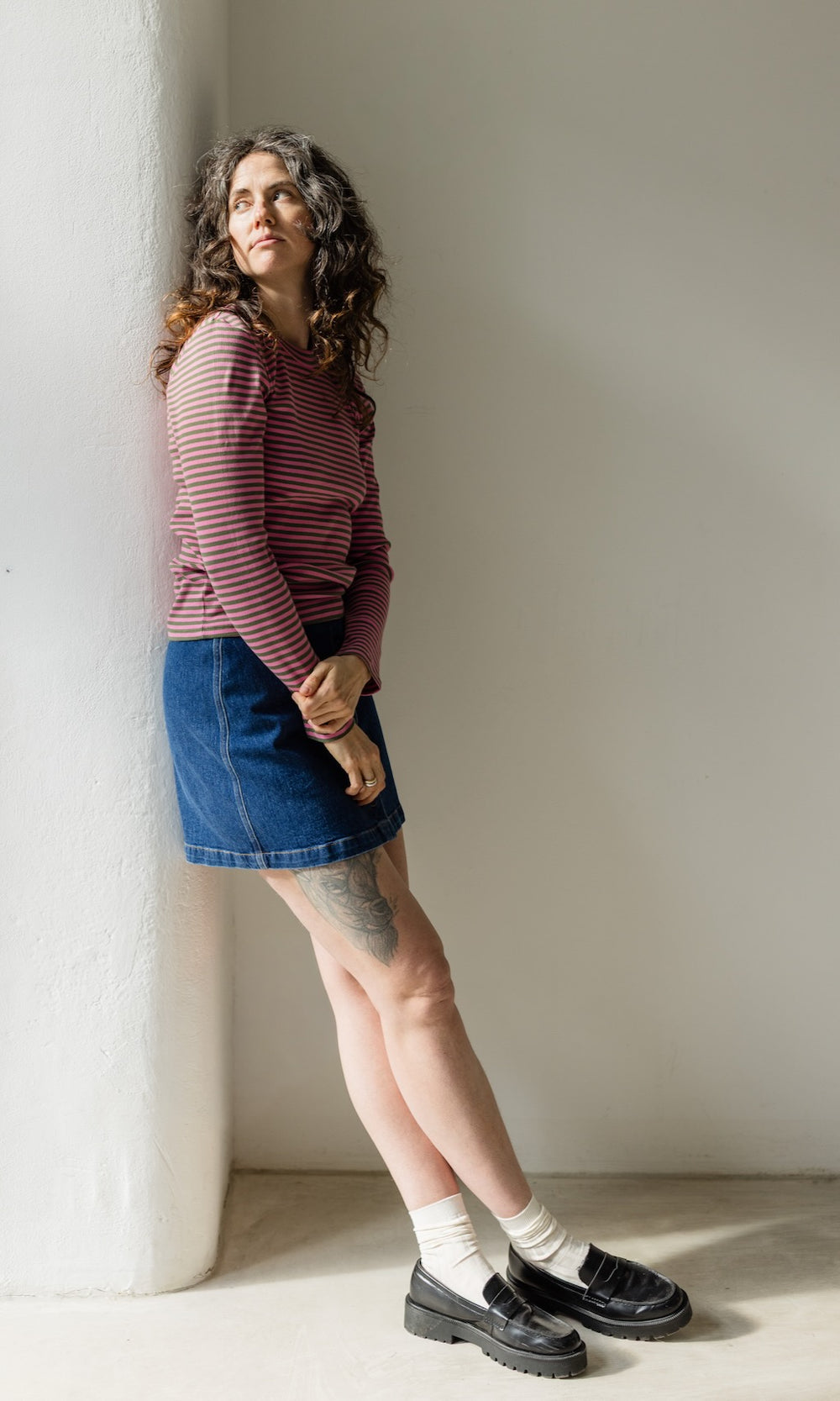 Gestreiftes Langarmshirt Zoé - abricot coco