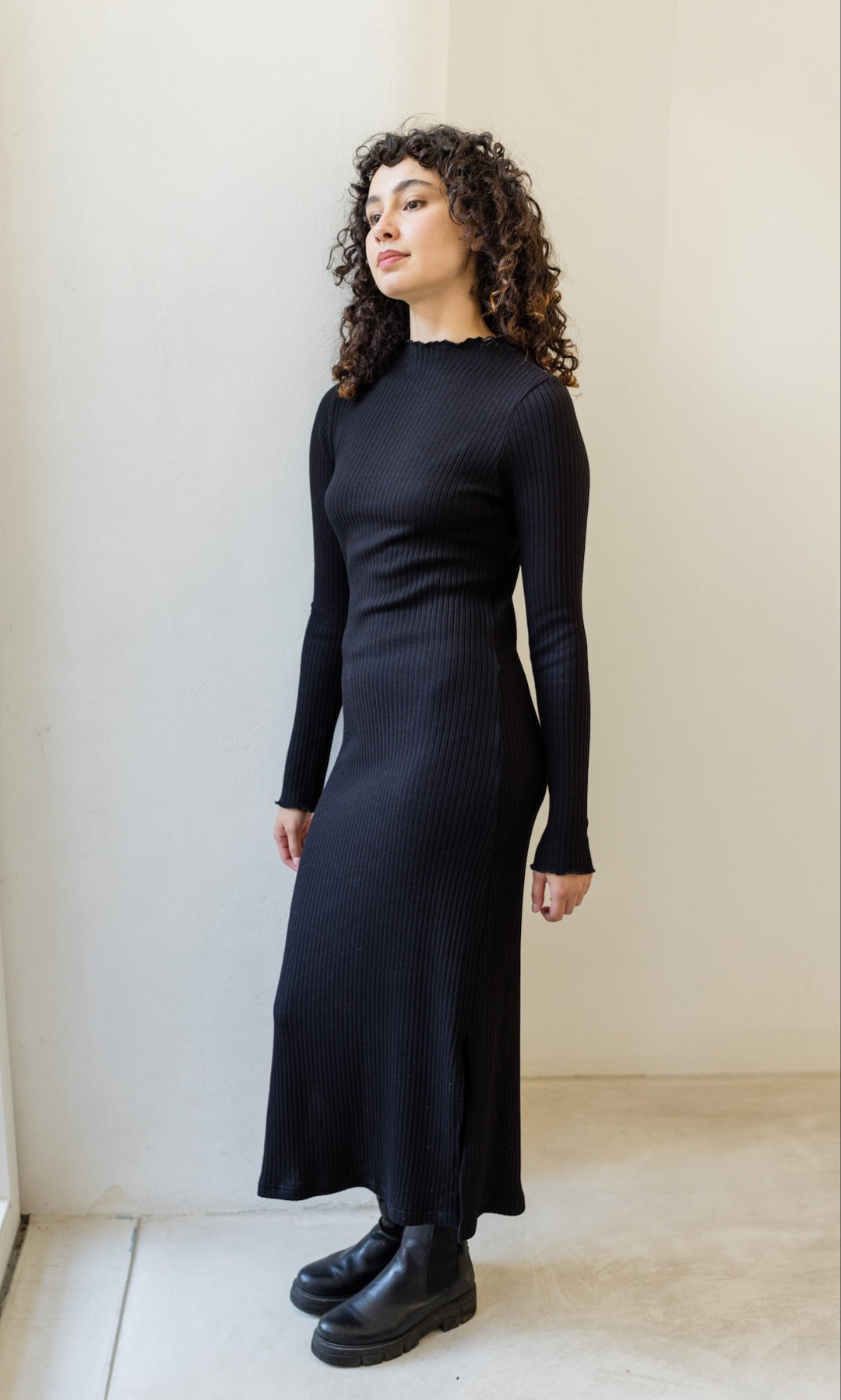 Langes Strickkleid Jil in Schwarz