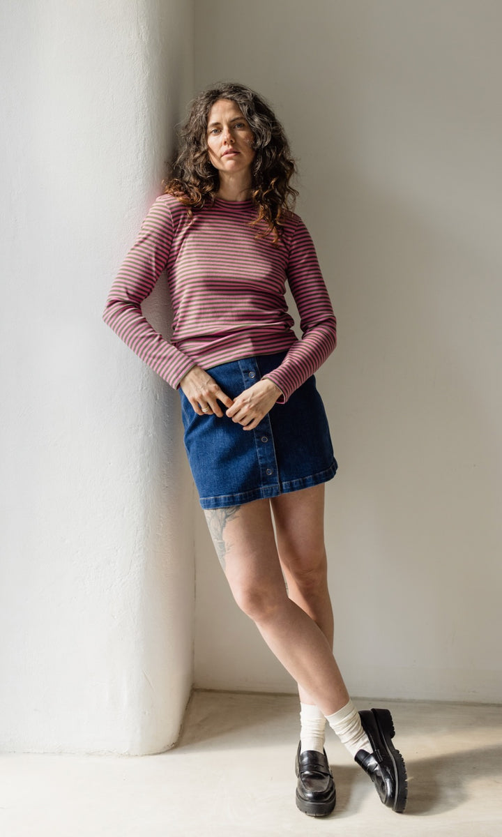 Mini Jeans Rock in klassischem Denim Blau aus Bio Baumwolle - abricot coco