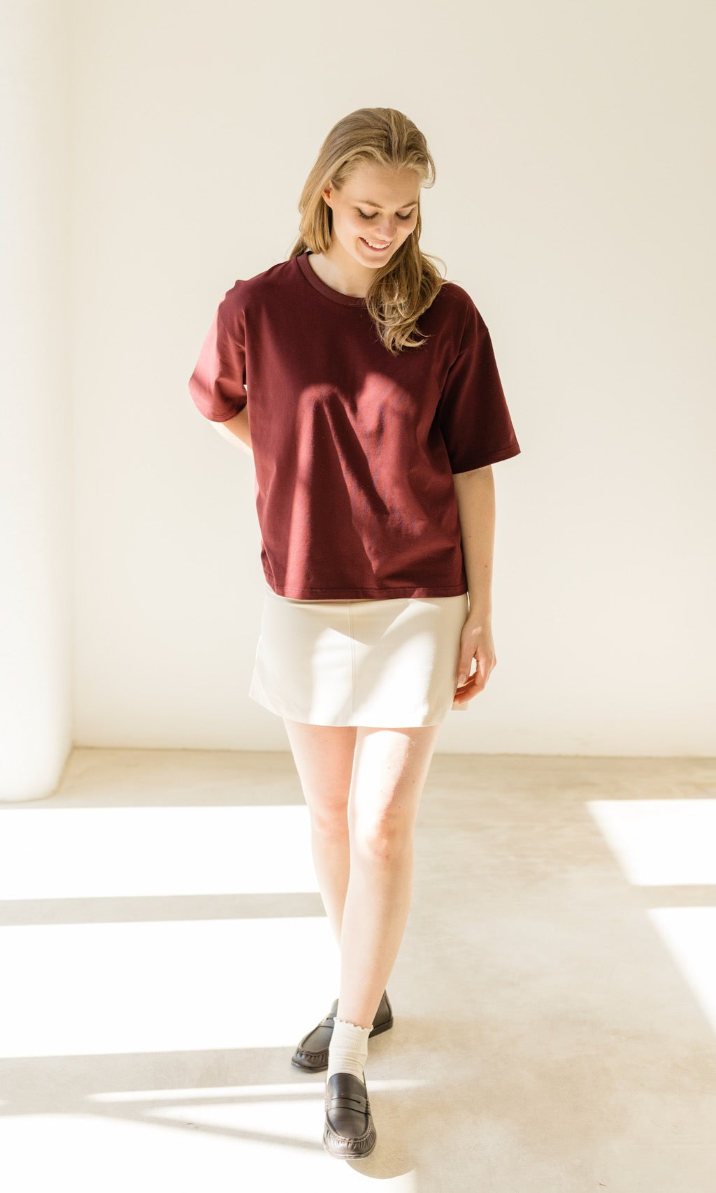 Oversized T-Shirt in Burgund - abricot coco