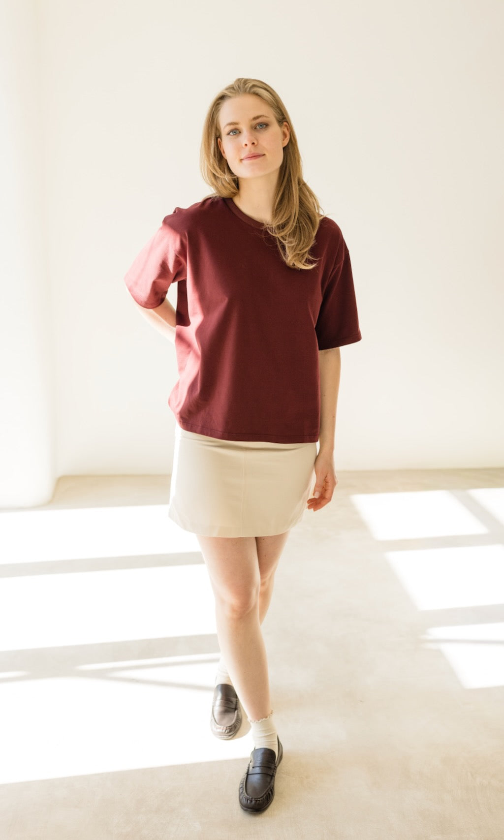 Oversized T-Shirt in Burgund - abricot coco