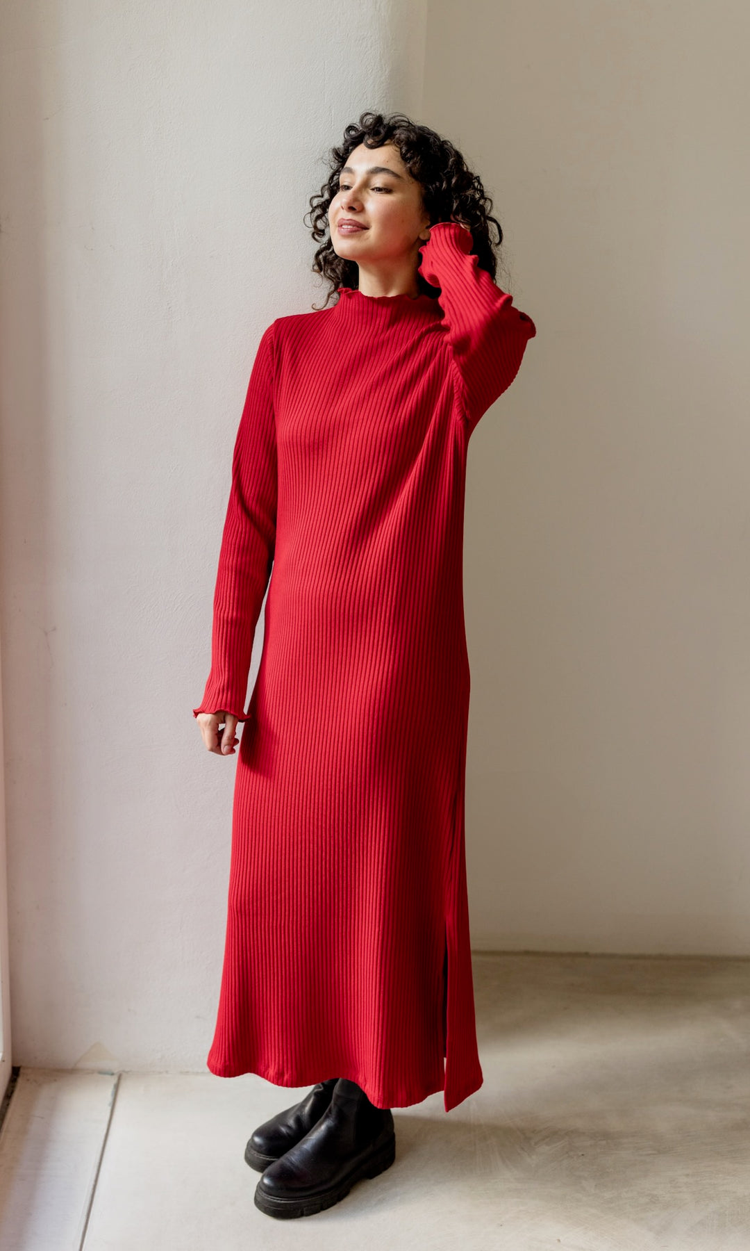 Langes Strickkleid Jil in Rot