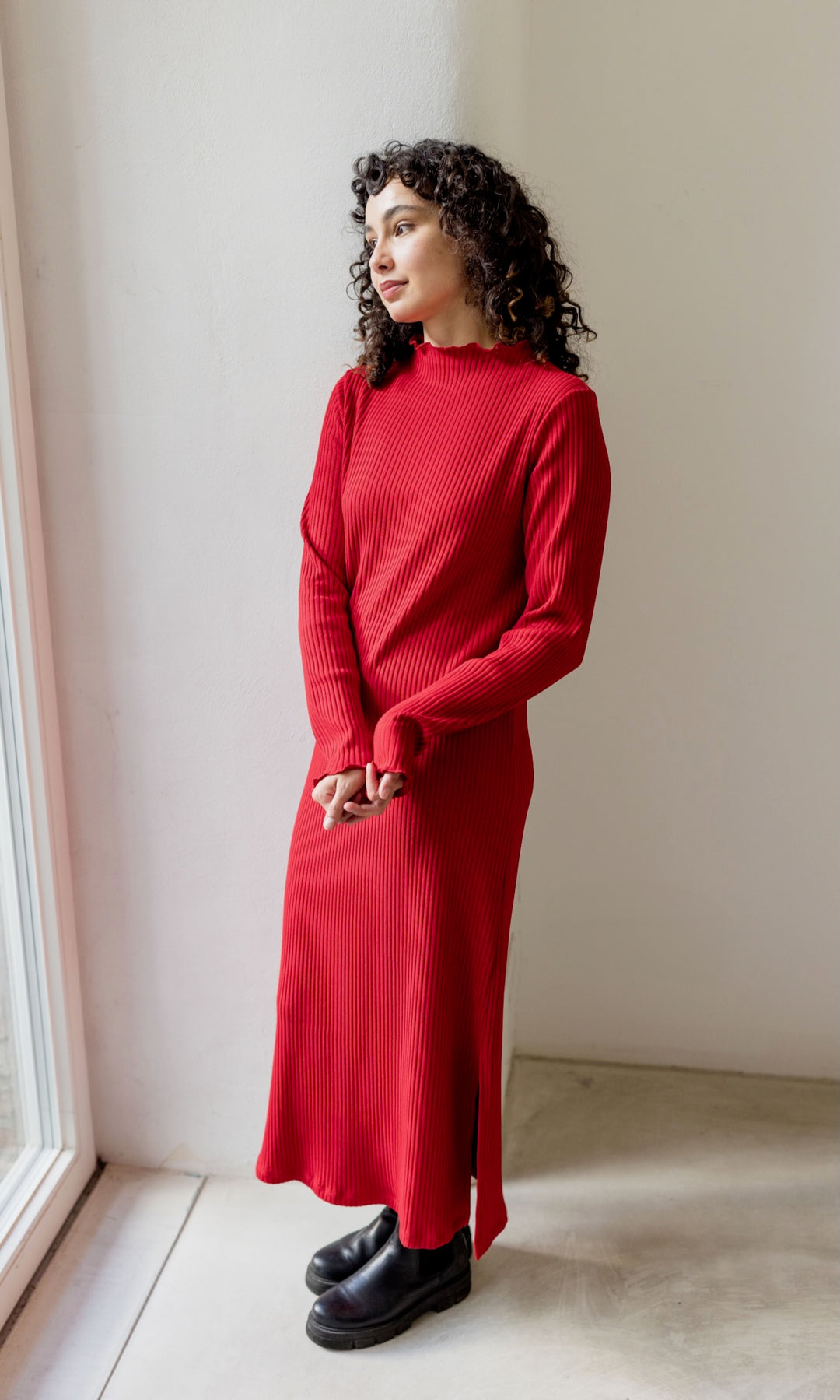 Langes Strickkleid Jil in Rot