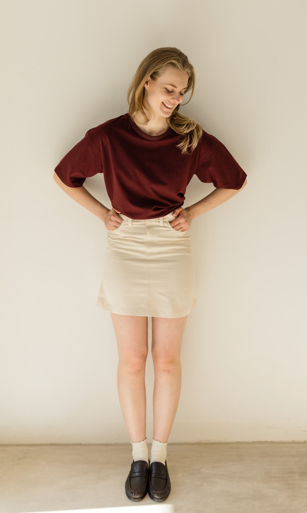 Oversized T-Shirt in Burgund - abricot coco