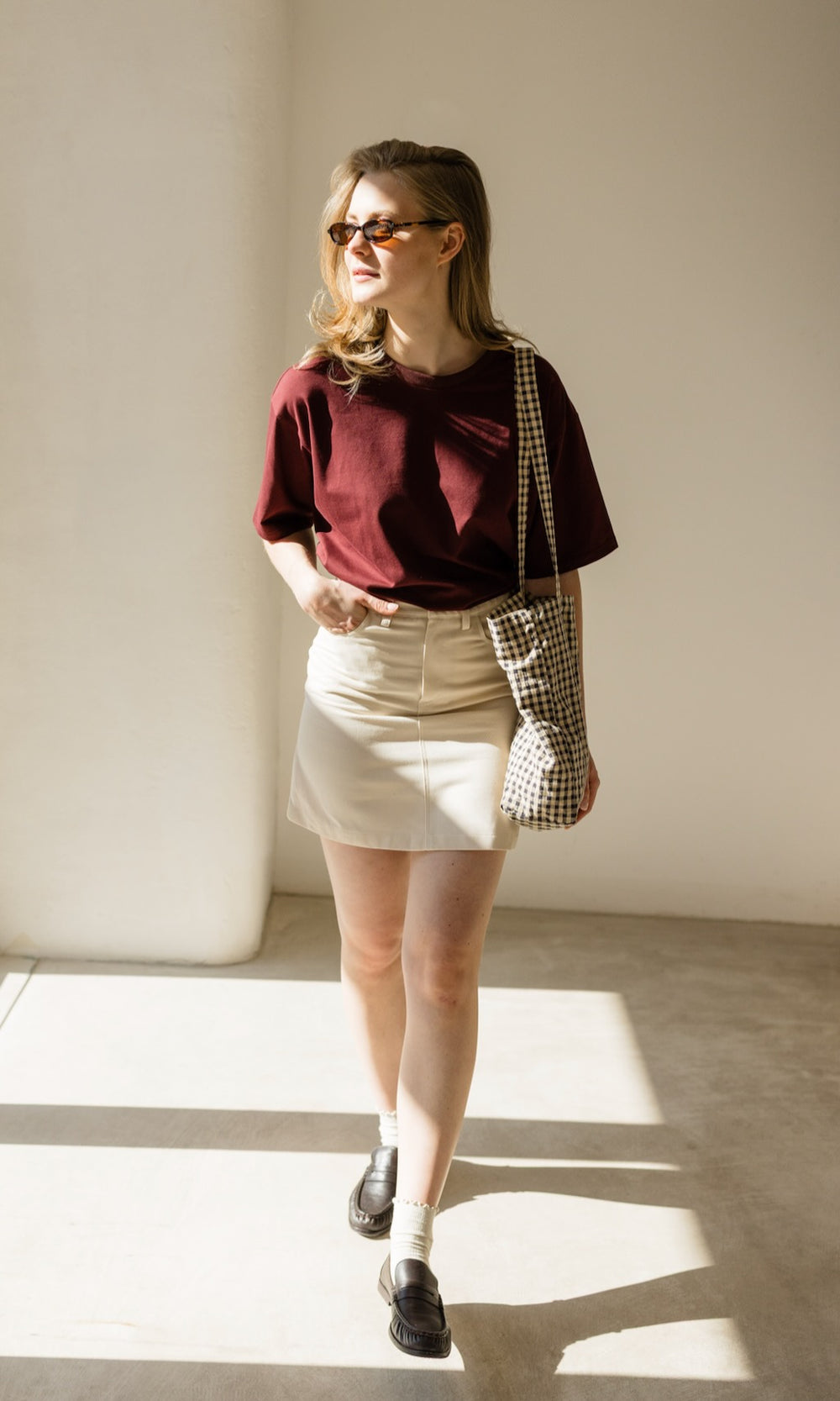 Kurzer Rock in Creme - abricot coco