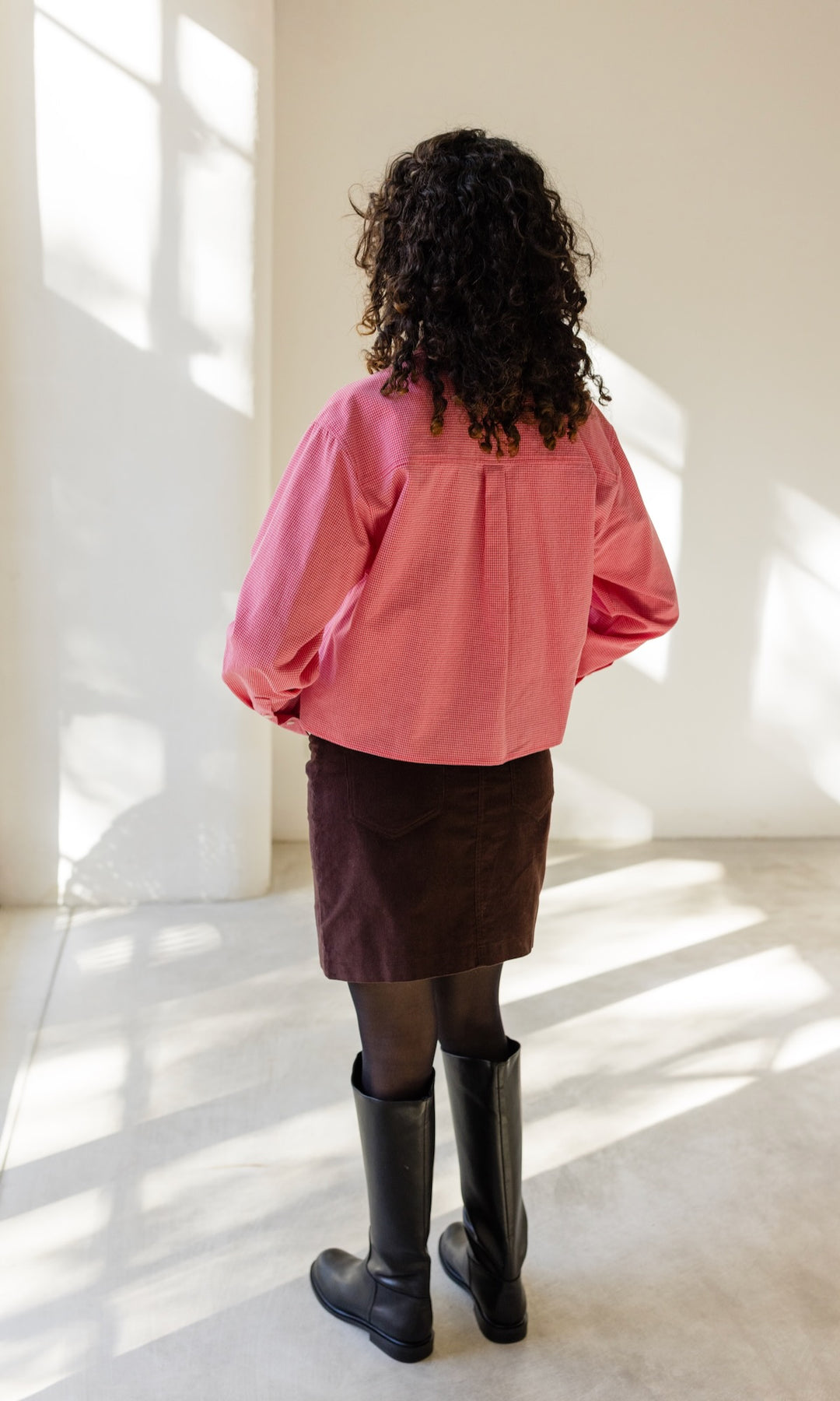 Cropped Oversized Hemd - abricot coco