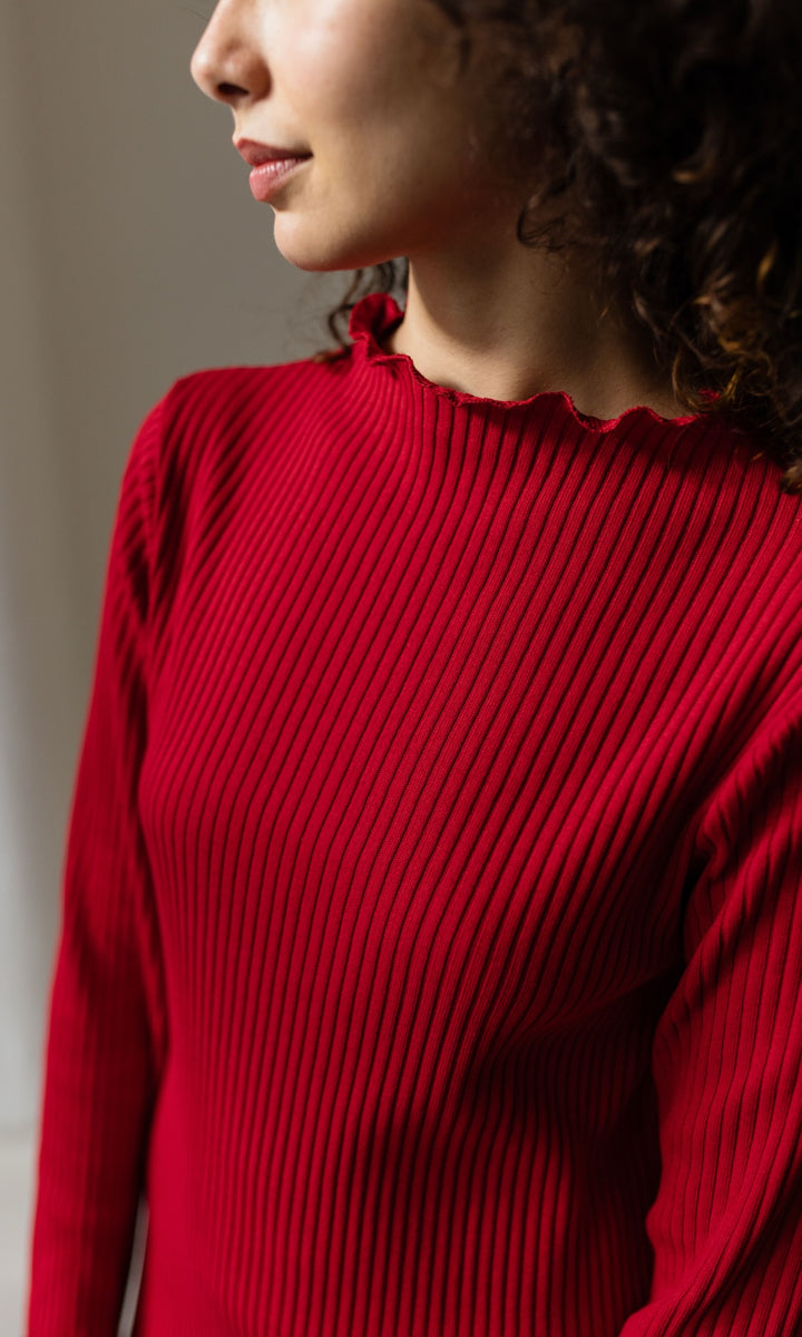 Langes Strickkleid Jil in Rot