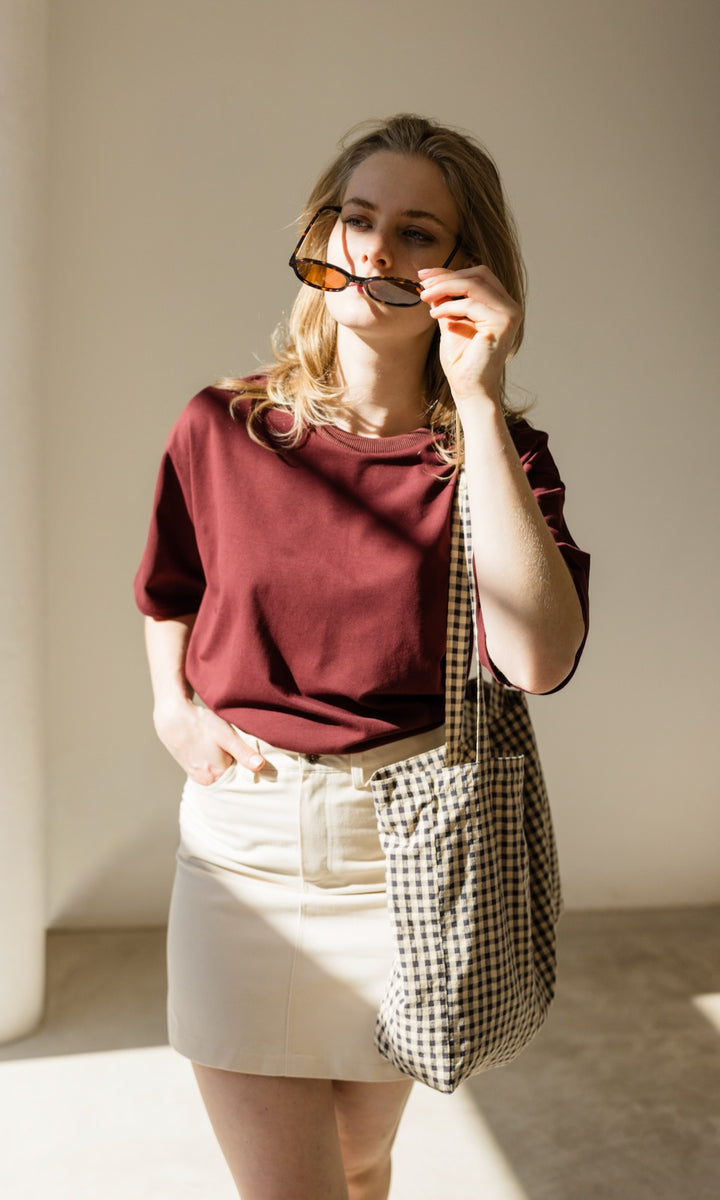 Oversized T-Shirt in Burgund - abricot coco