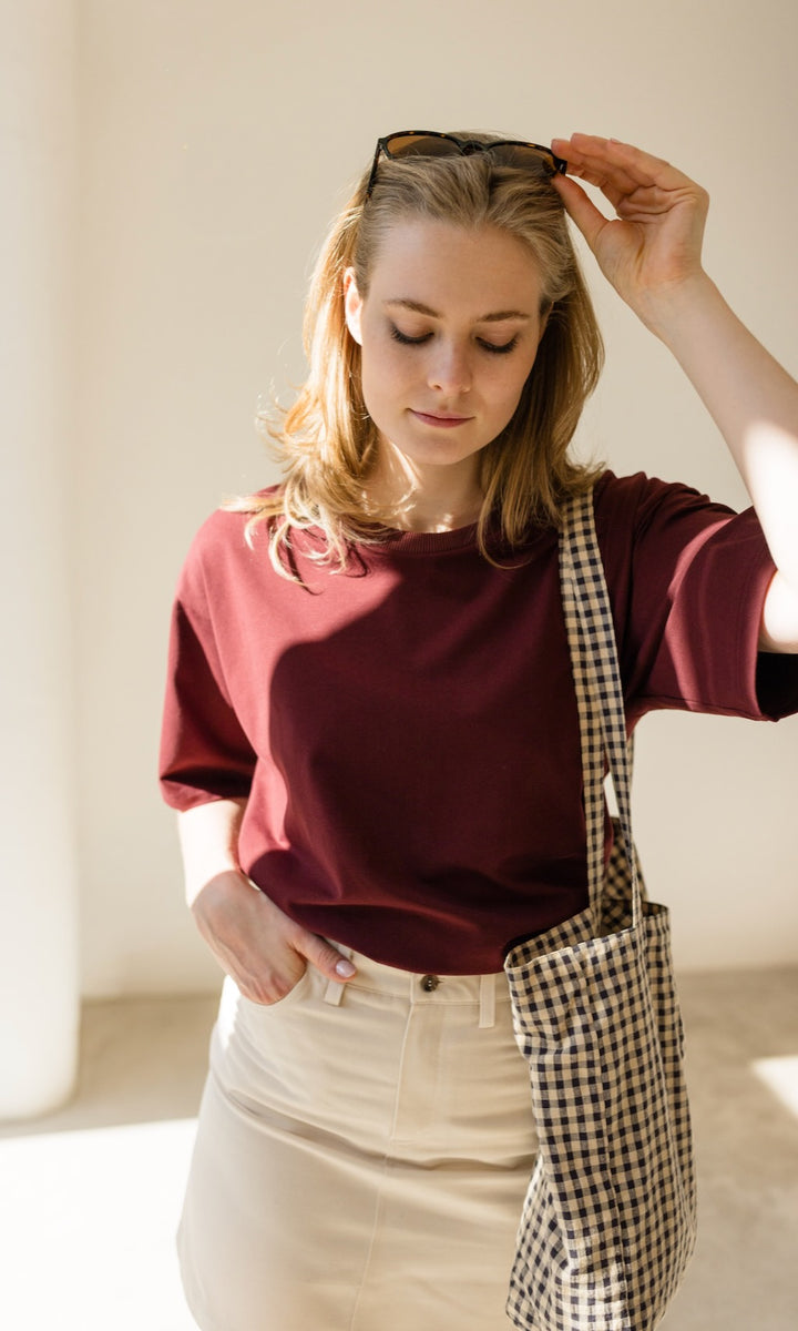 Oversized T-Shirt in Burgund - abricot coco