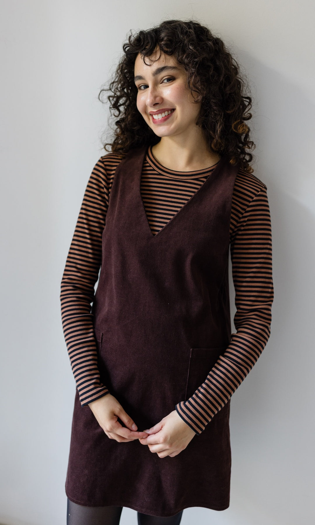 Gestreiftes Langarm Stillshirt Zoé braun