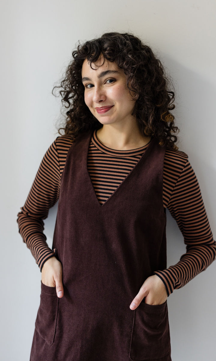 Gestreiftes Langarm Stillshirt Zoé braun