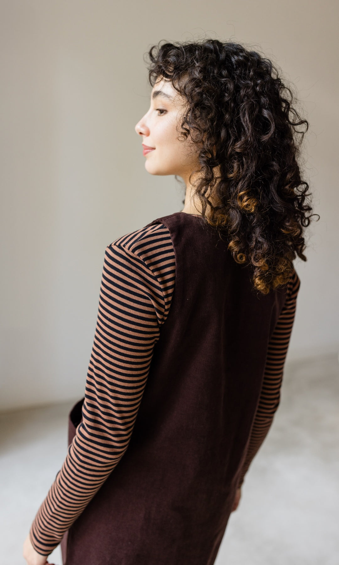 Gestreiftes Langarm Stillshirt Zoé braun