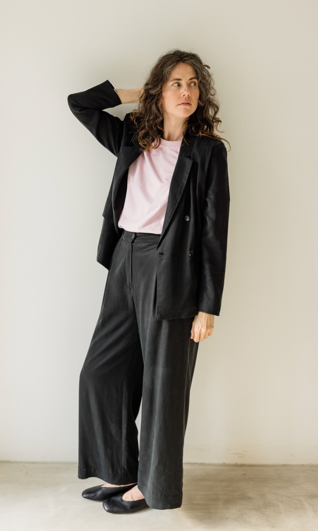 Loose Fit Blazer aus Lyocell in Schwarz