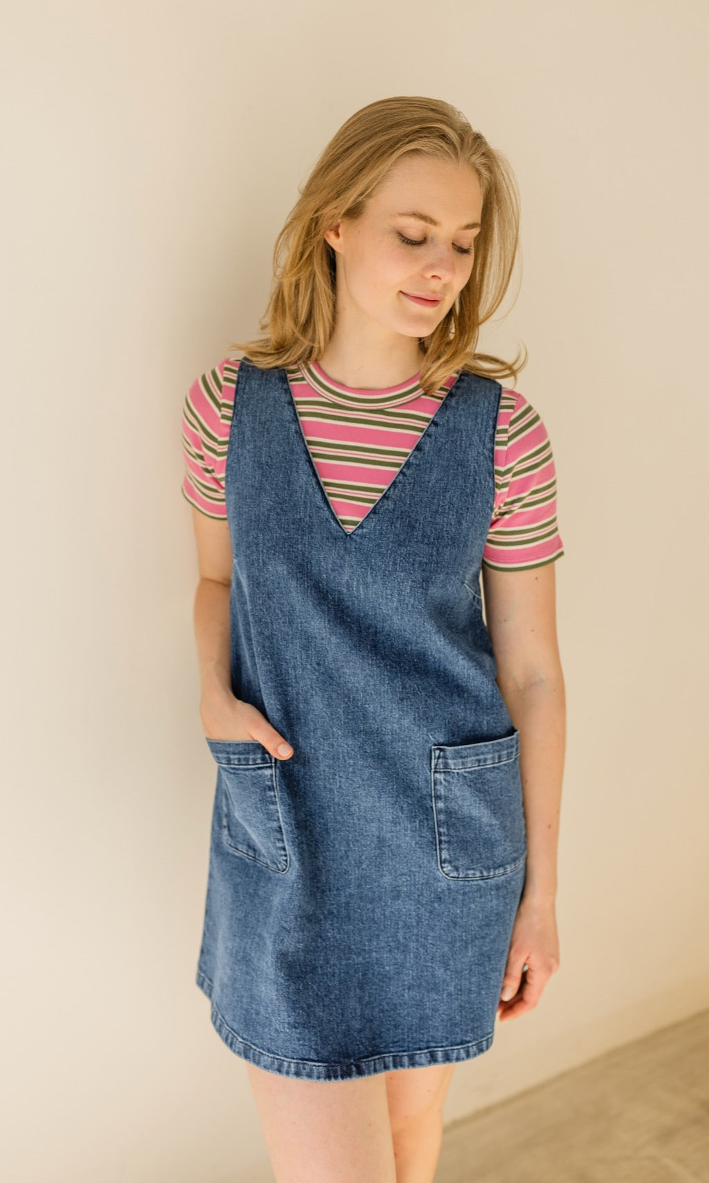Kurzes Jeanskleid Audrey - abricot coco