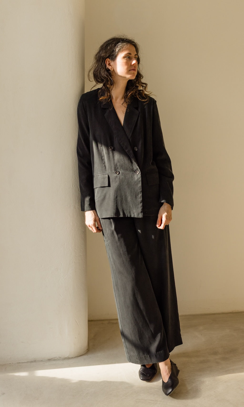 Loose Fit Blazer aus Lyocell in Schwarz