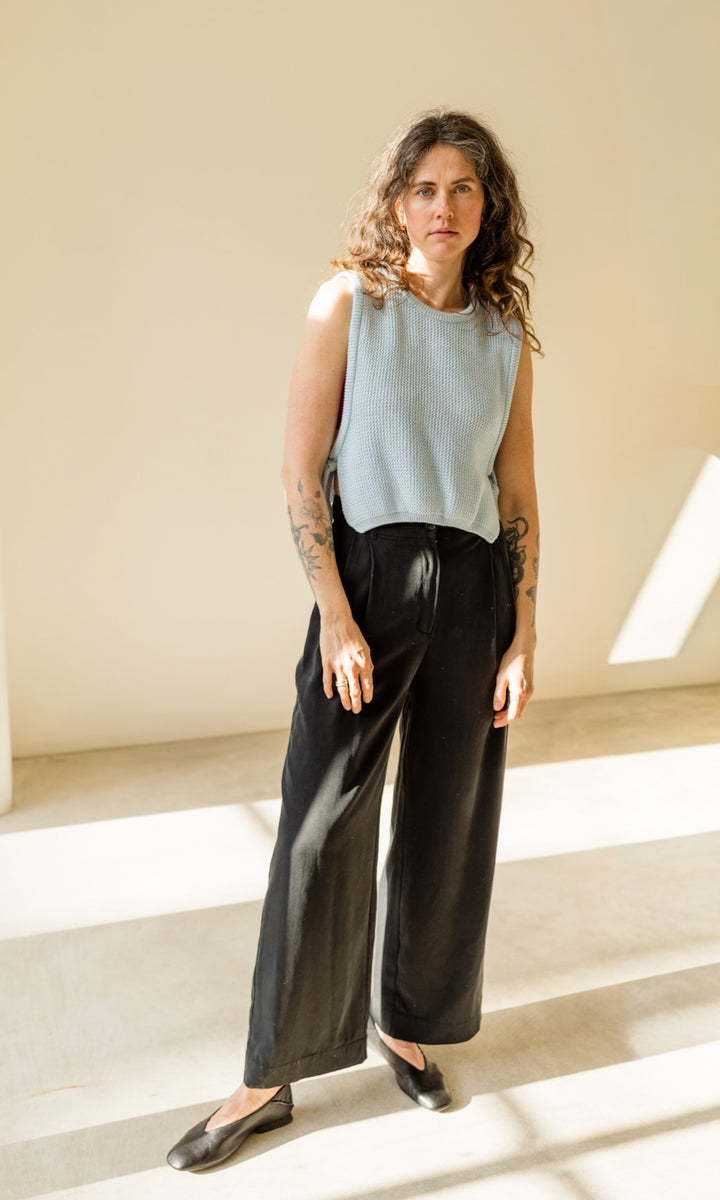 Pullunder mit seitlichem Bindedetail Hellblau aus Bio Baumwolle - abricot coco