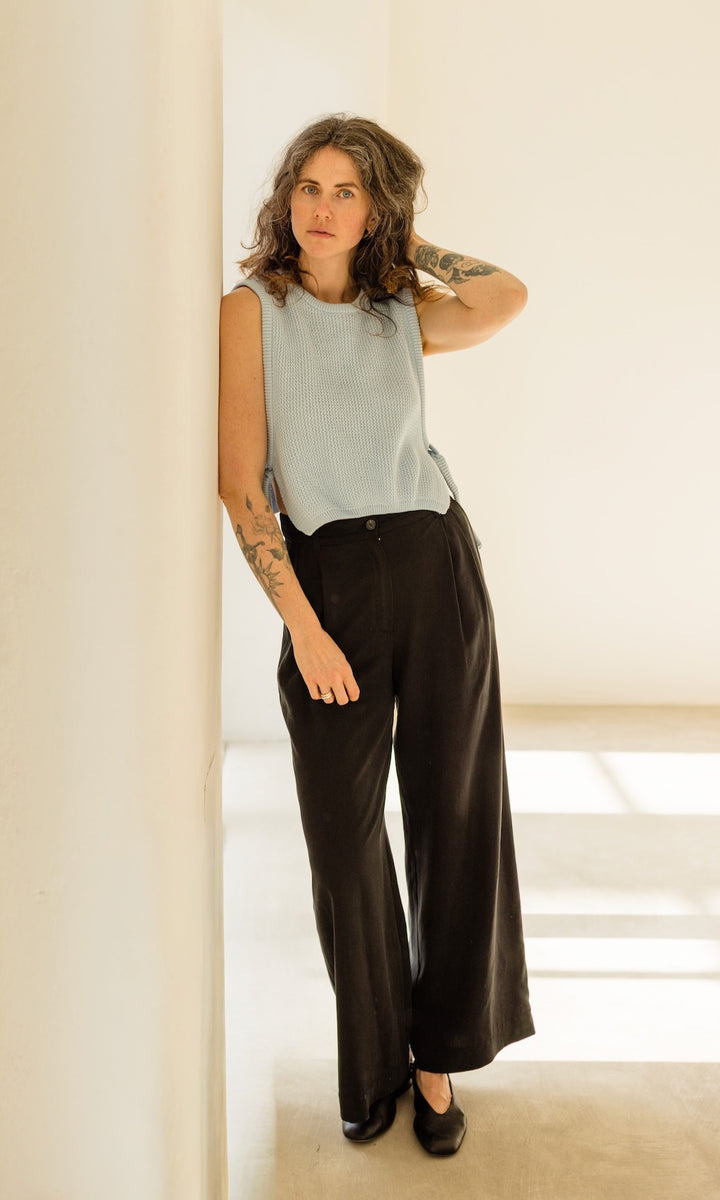 Pullunder mit seitlichem Bindedetail Hellblau aus Bio Baumwolle - abricot coco