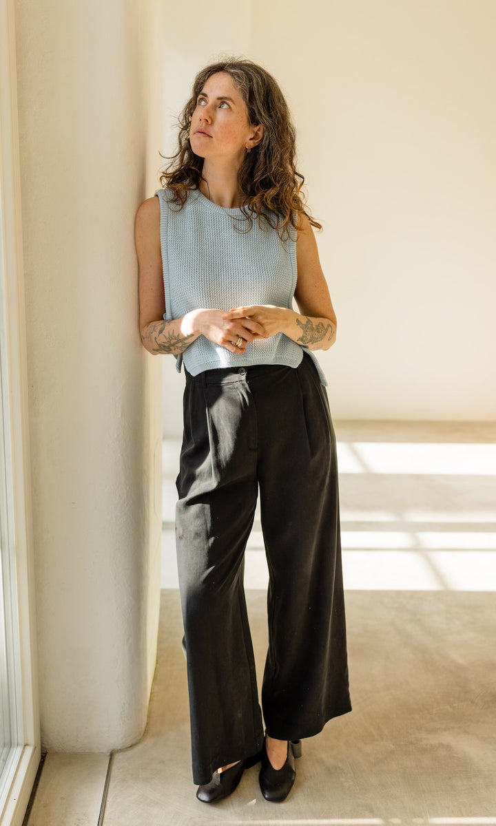 Pullunder mit seitlichem Bindedetail Hellblau aus Bio Baumwolle - abricot coco