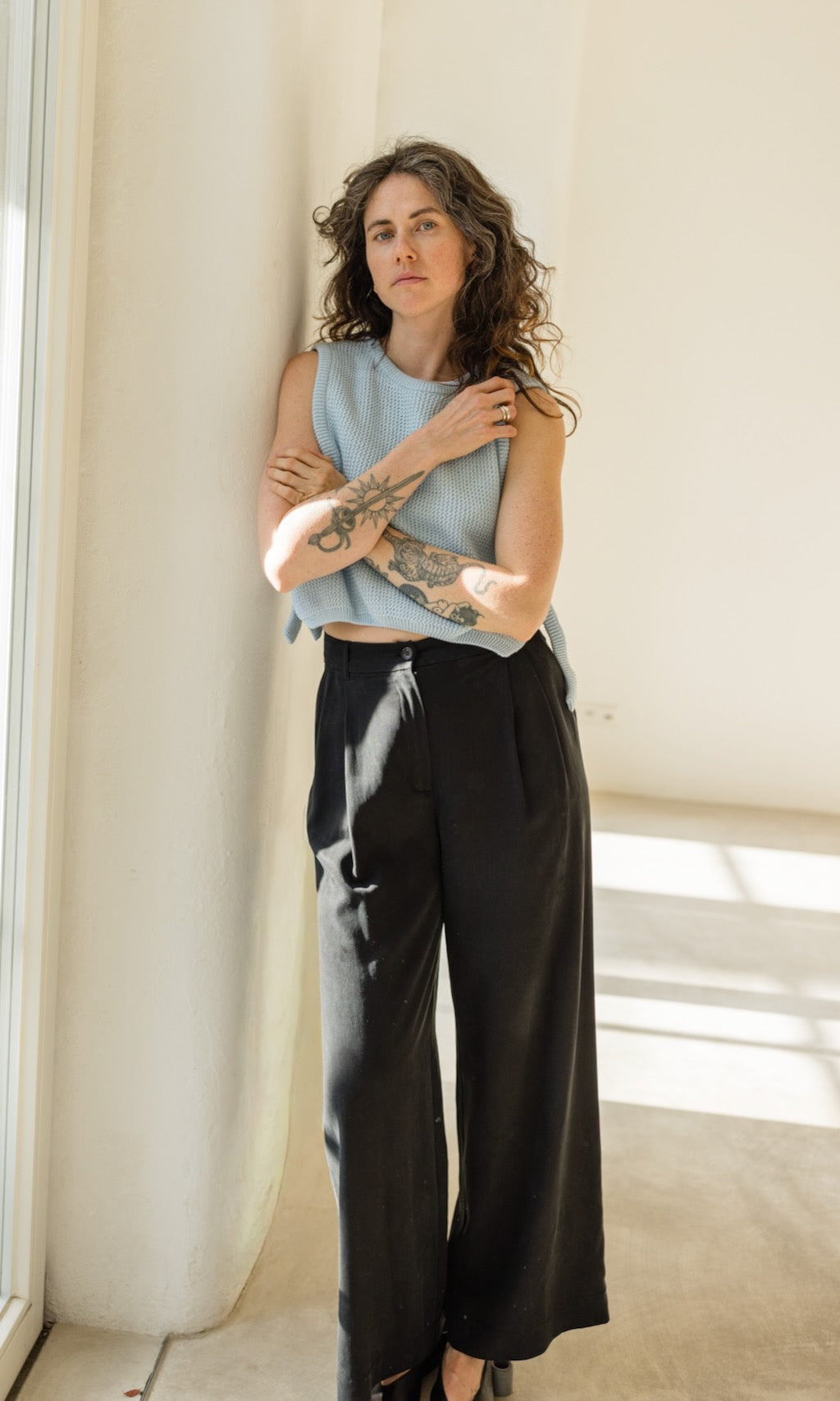 Pullunder mit seitlichem Bindedetail Hellblau aus Bio Baumwolle - abricot coco