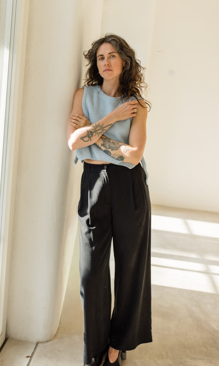 Pullunder mit seitlichem Bindedetail Hellblau aus Bio Baumwolle - abricot coco