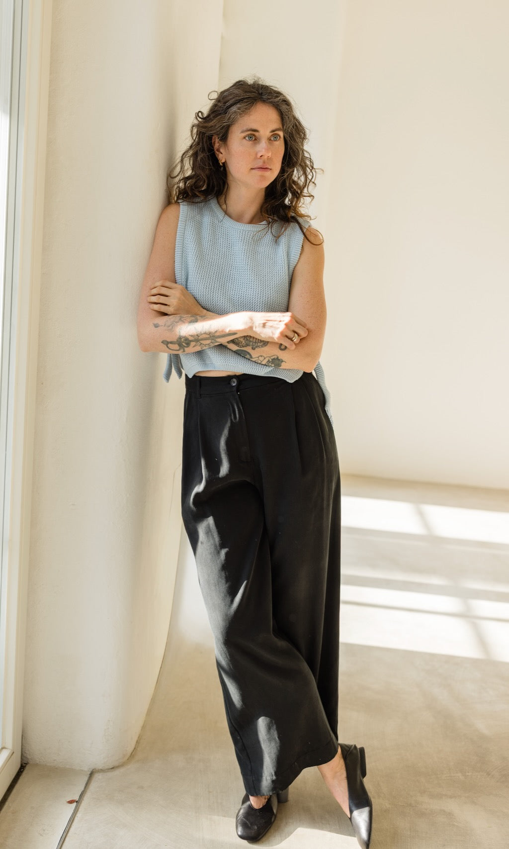 Pullunder mit seitlichem Bindedetail Hellblau aus Bio Baumwolle - abricot coco