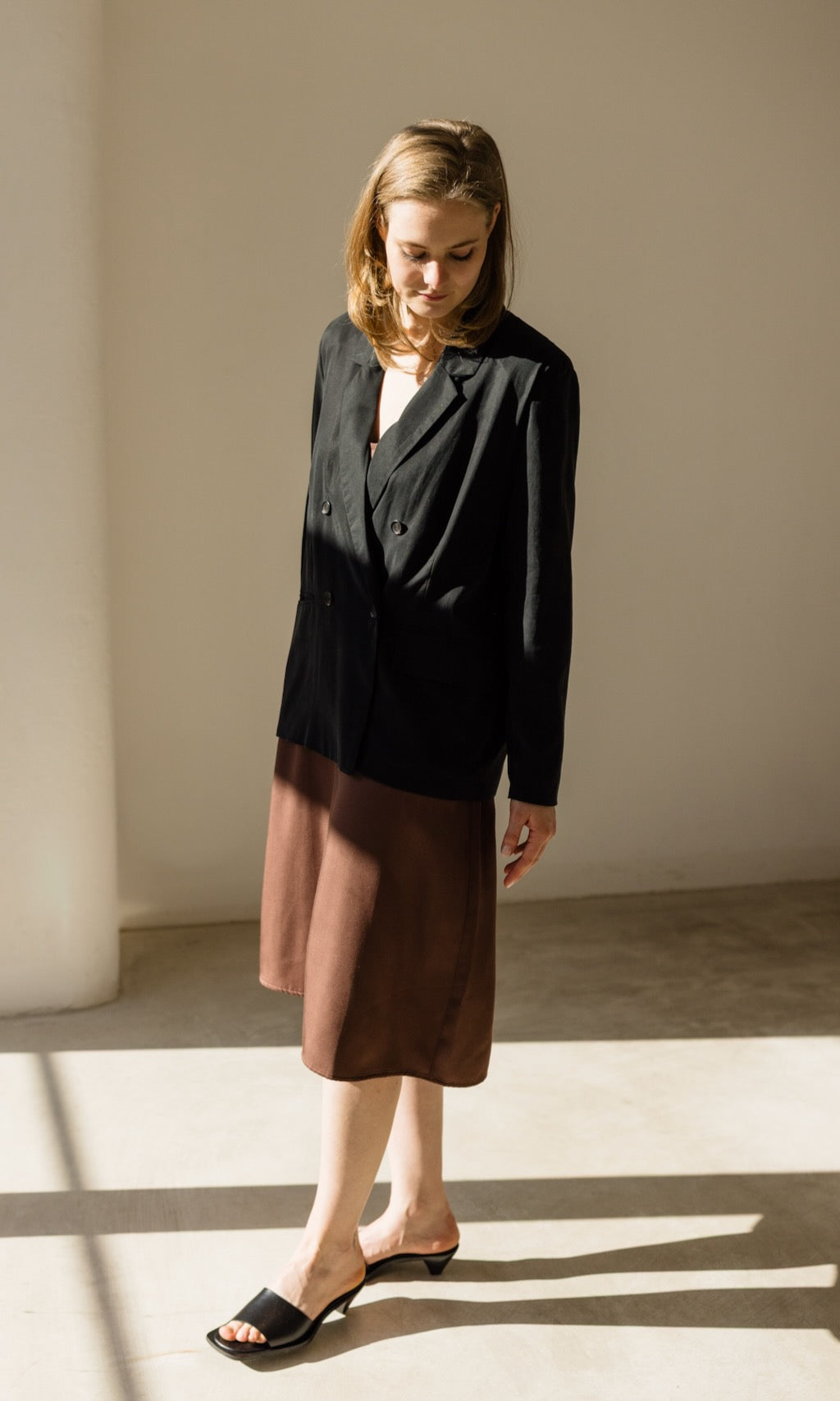 Loose Fit Blazer aus Lyocell | in schwarz - abricot coco
