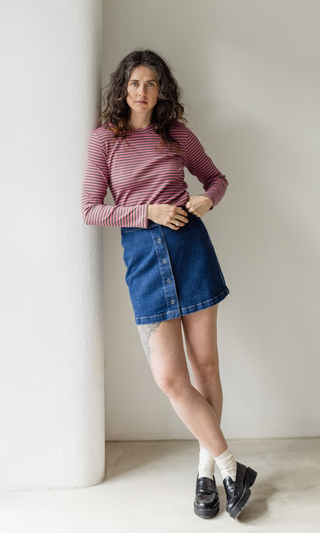 Mini Jeans Rock in klassischem Denim Blau aus Bio Baumwolle - abricot coco