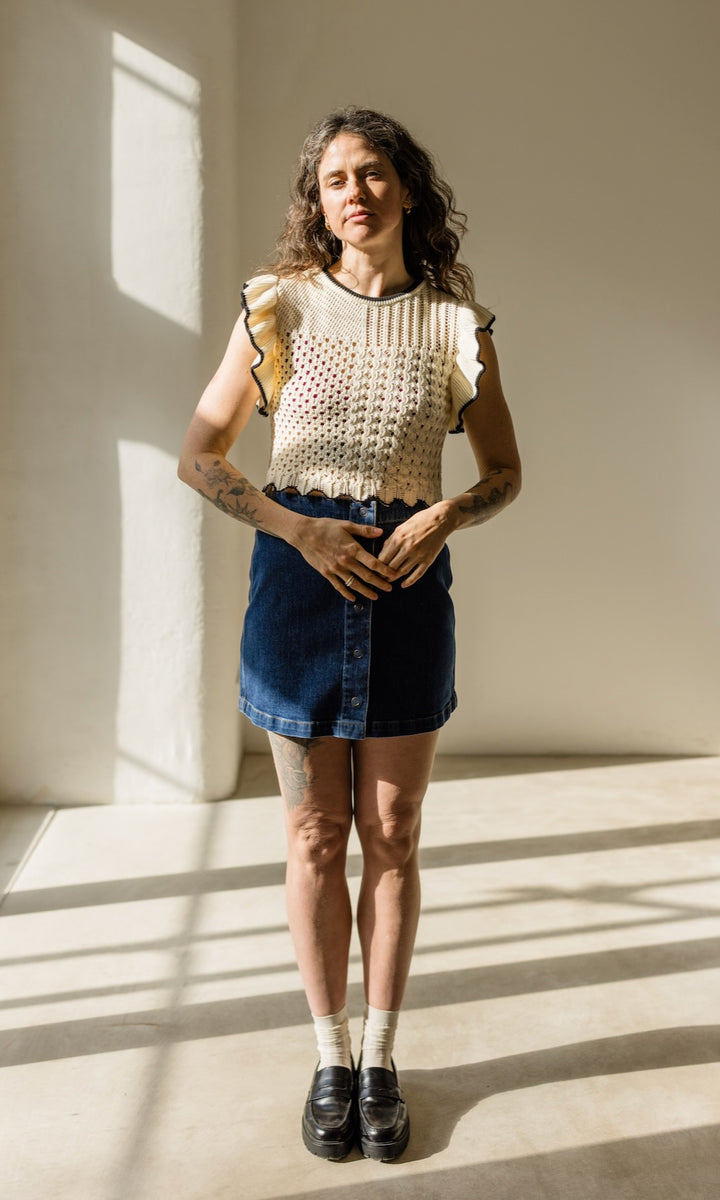 Stricktop Sora mit Volant Ärmel aus Bio Baumwolle