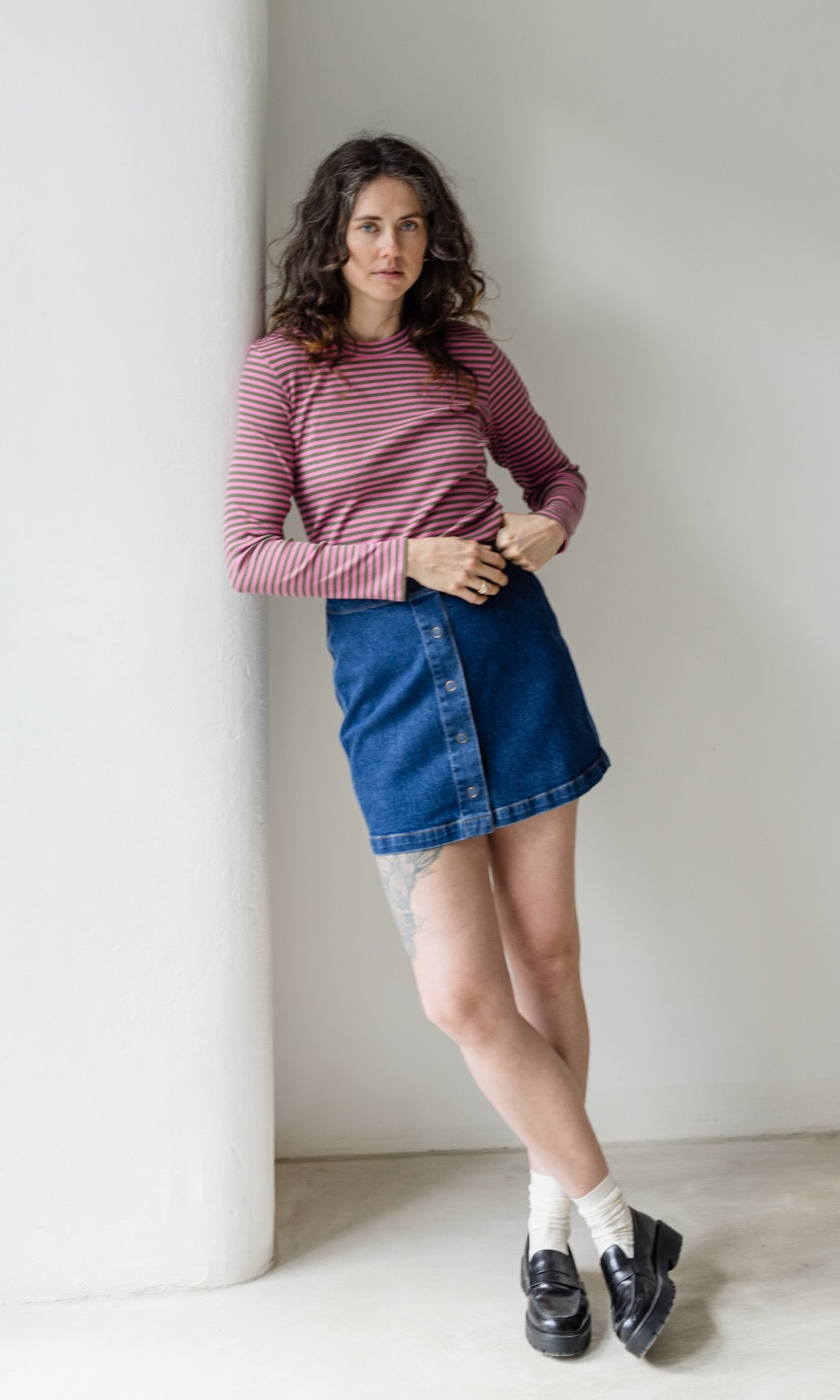 Mini Jeans Rock in klassischem Denim Blau aus Bio Baumwolle - abricot coco