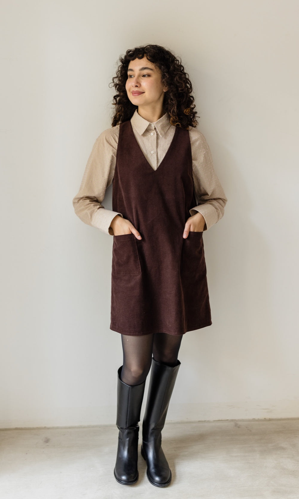 Minikleid aus Cord Audrey - abricot coco