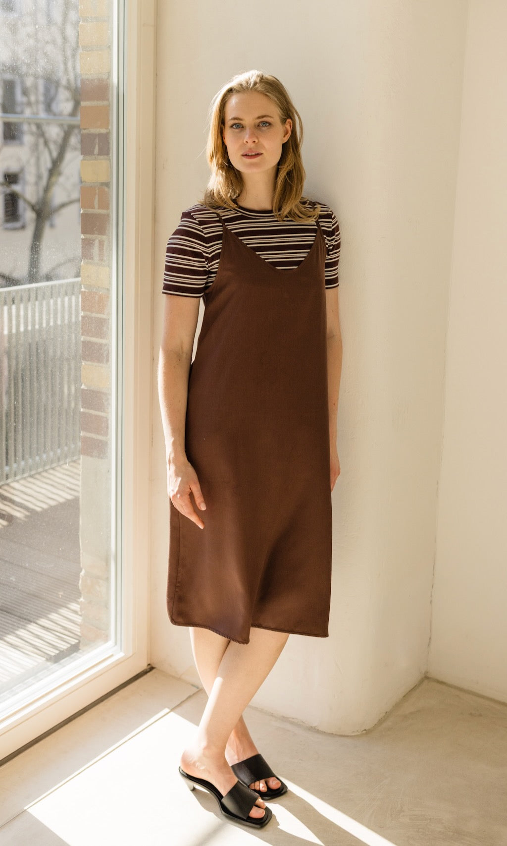 Gestreiftes Kurzarm Stillshirt Vivian - abricot coco