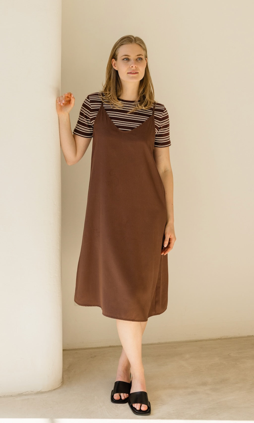 Gestreiftes Kurzarm Stillshirt Vivian - abricot coco