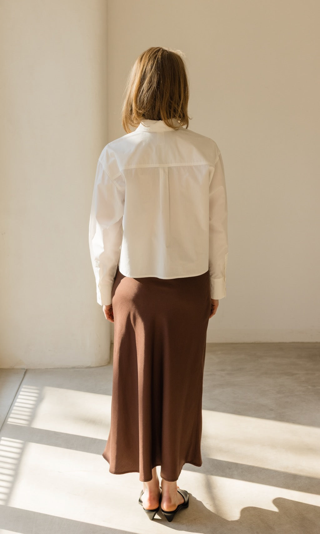 Cropped Oversized Hemd mit aufgesetzten Taschen - abricot coco