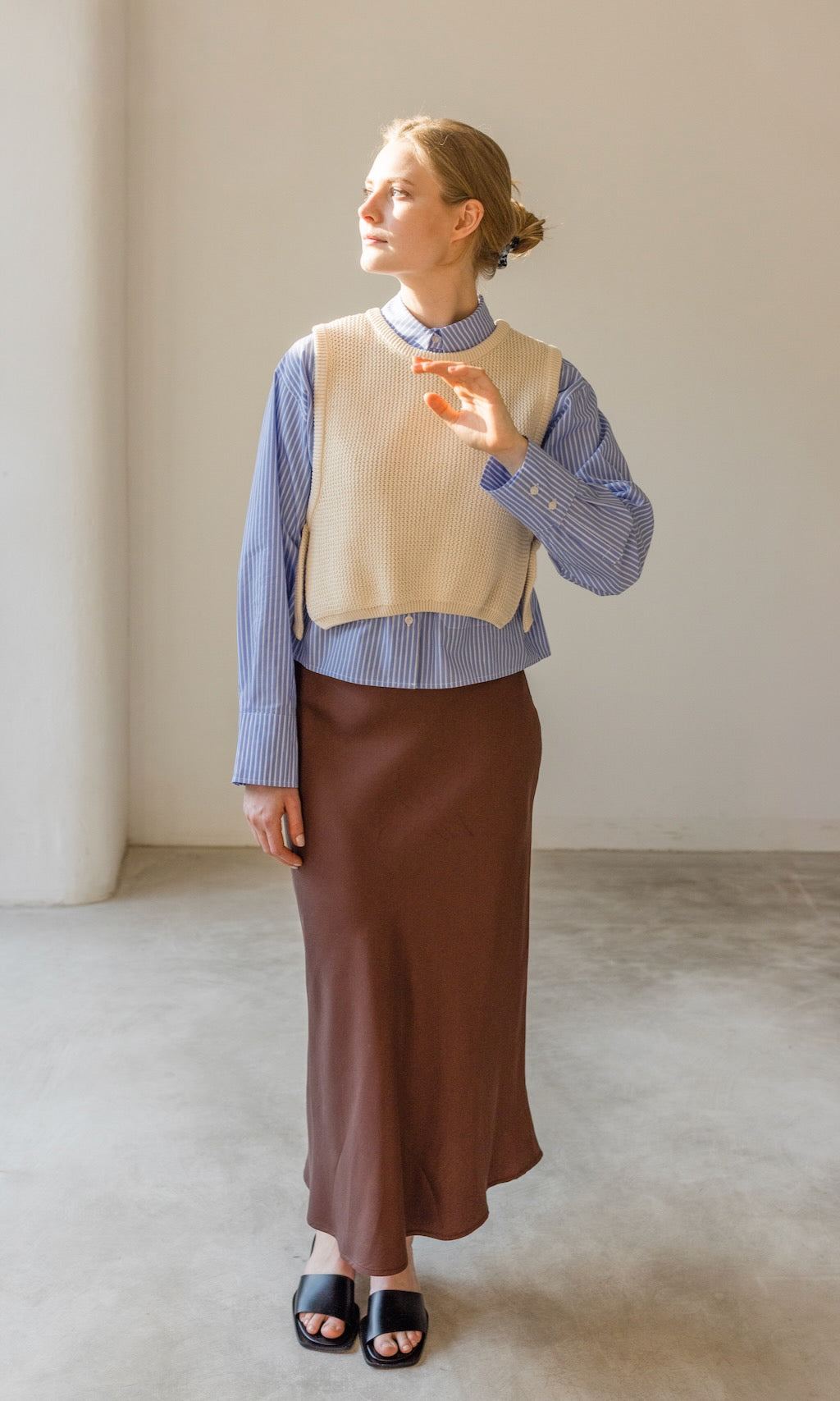 Cropped Oversized Hemd mit aufgesetzten Taschen - abricot coco