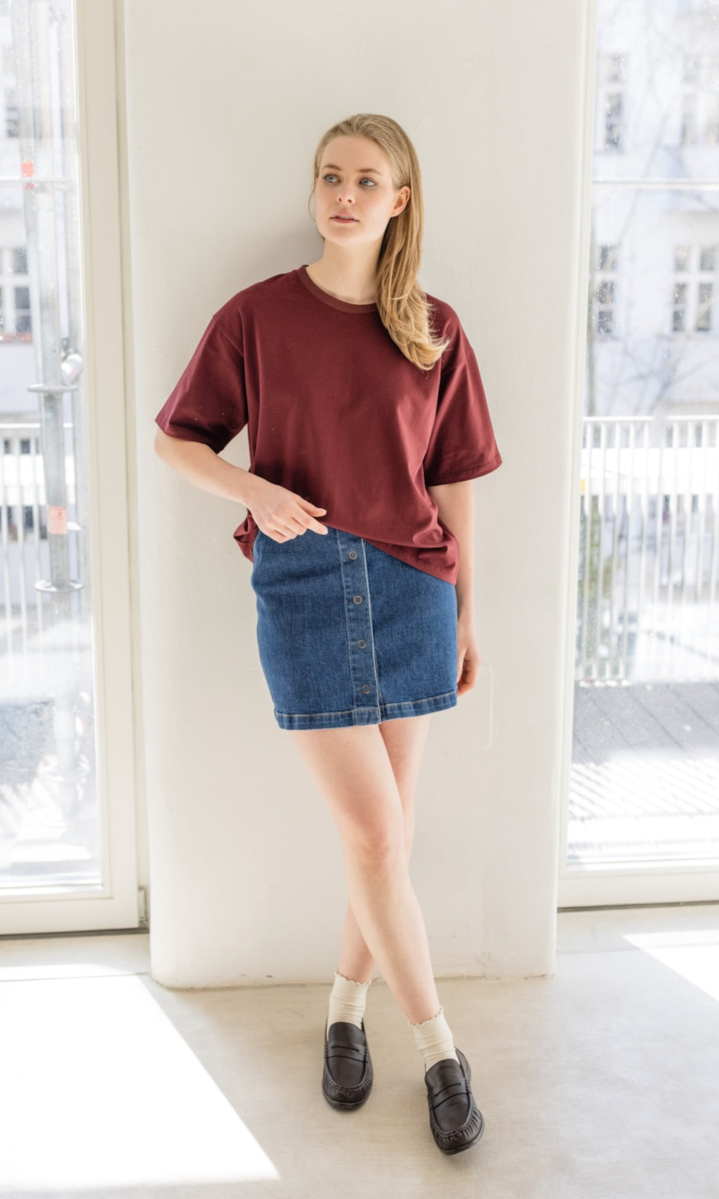 Oversized T-Shirt in Burgund - abricot coco