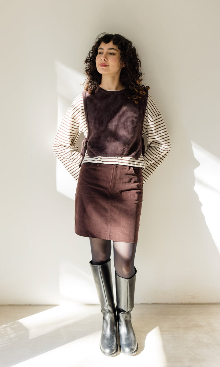 Minirock aus Cord in Chocolat