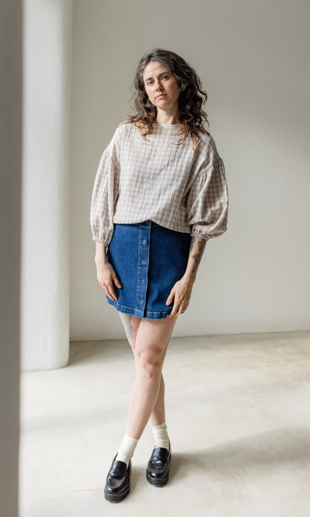 Mini Jeans Rock in klassischem Denim Blau aus Bio Baumwolle - abricot coco