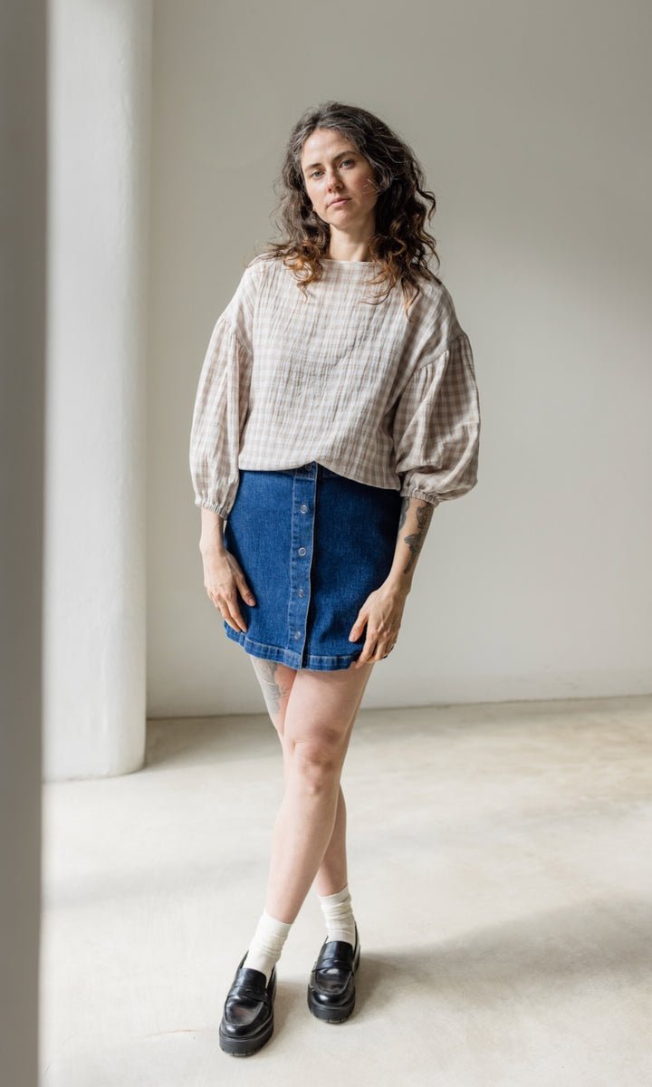 Mini Jeans Rock in klassischem Denim Blau aus Bio Baumwolle - abricot coco