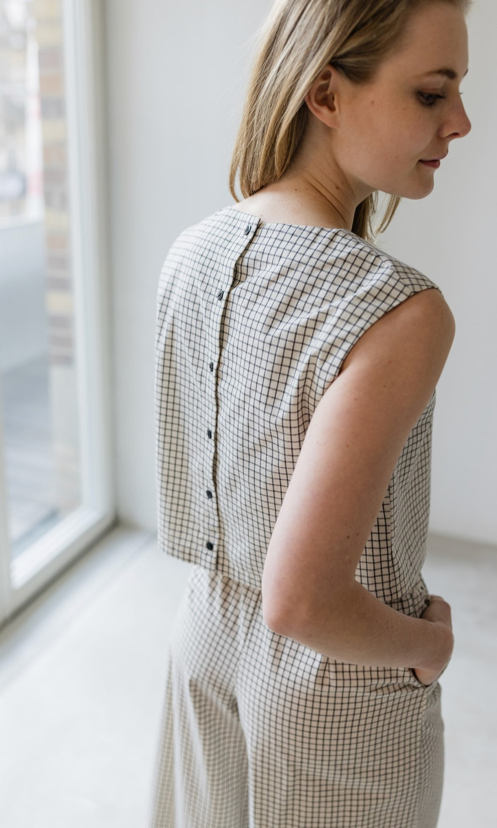 Top mit Knöpfen Jeanne - abricot coco