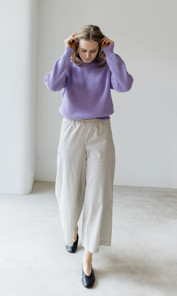 Strickpullover aus Bio Baumwolle Flieder - abricot coco