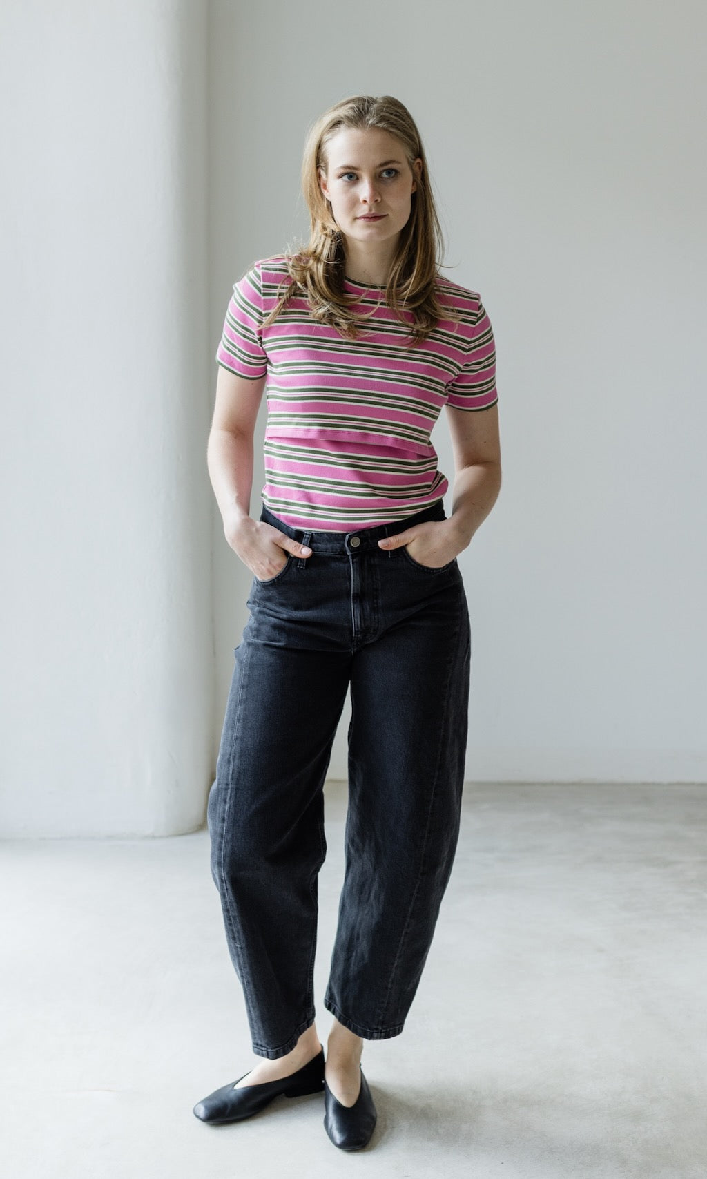 Barrel Jeans aus Bio-Baumwolle | Washed Black - abricot coco