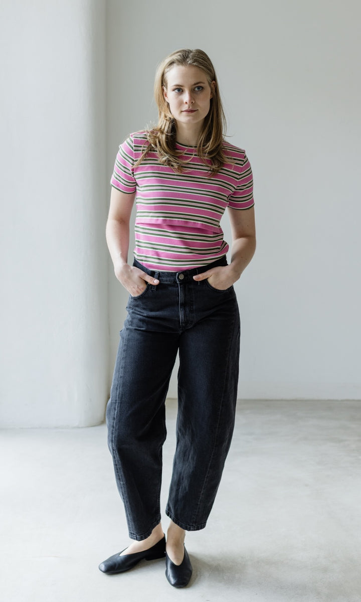 Barrel Jeans aus Bio-Baumwolle | Washed Black - abricot coco