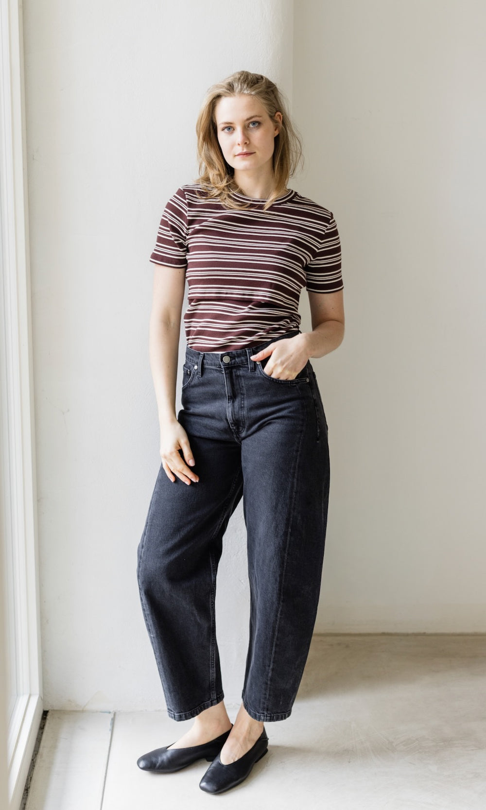 Gestreiftes Kurzarm Stillshirt Vivian - abricot coco