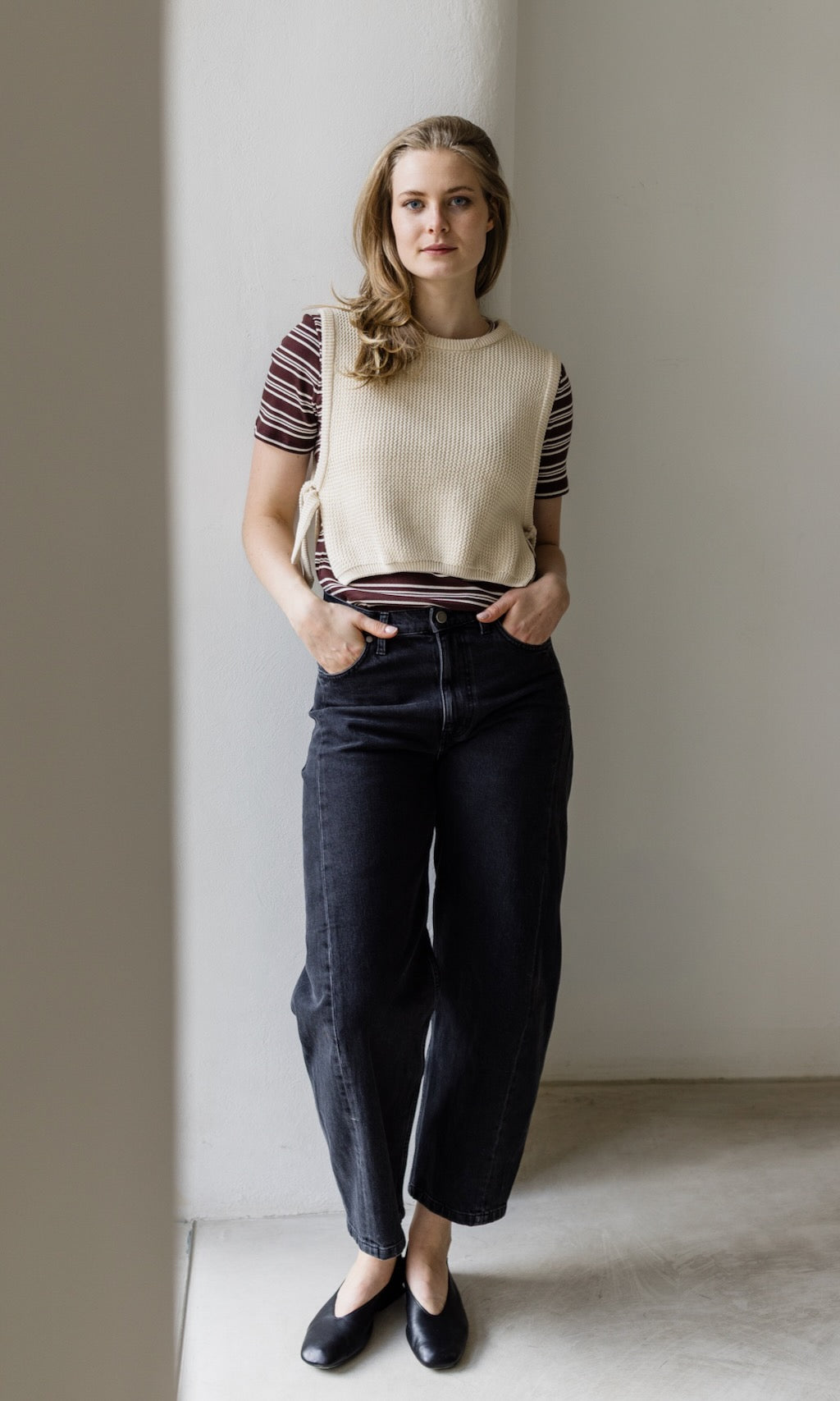 Gestreiftes Kurzarm Stillshirt Vivian - abricot coco