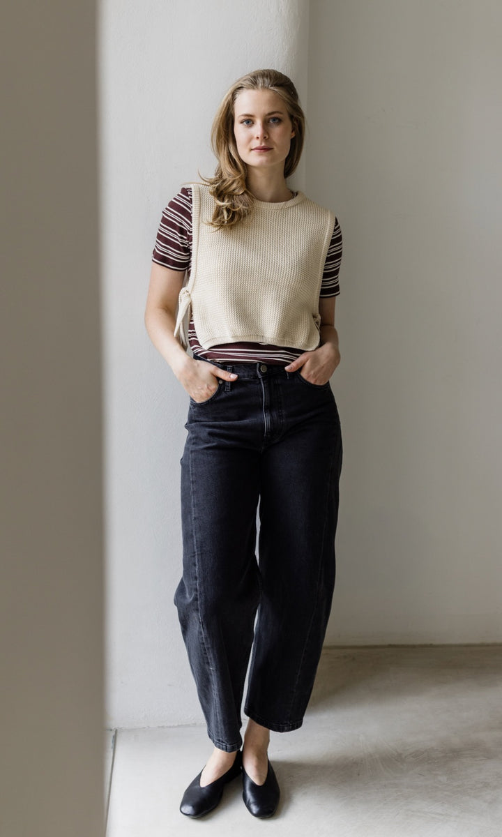 Gestreiftes Kurzarm Stillshirt Vivian - abricot coco