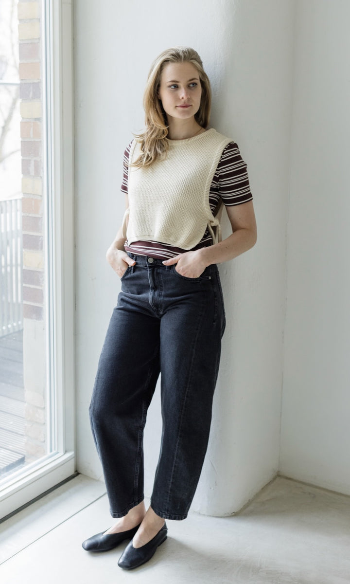 Gestreiftes Kurzarm Stillshirt Vivian - abricot coco