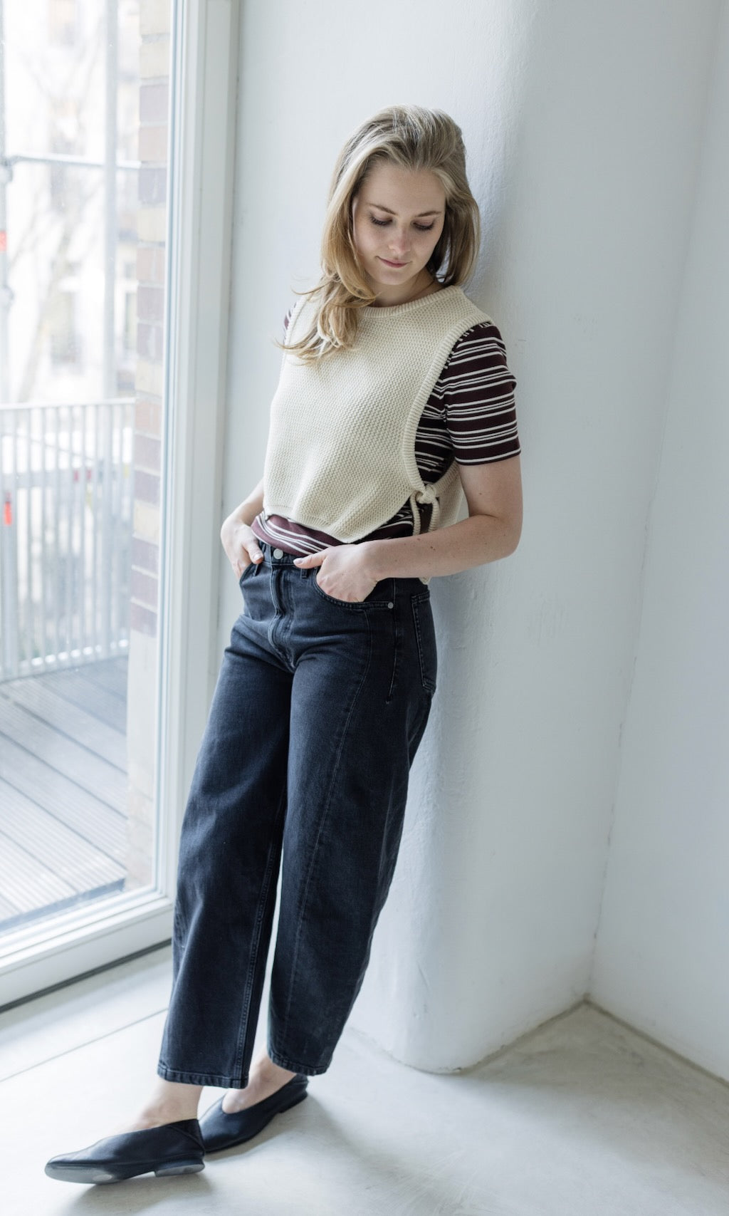 Gestreiftes Kurzarm Stillshirt Vivian - abricot coco