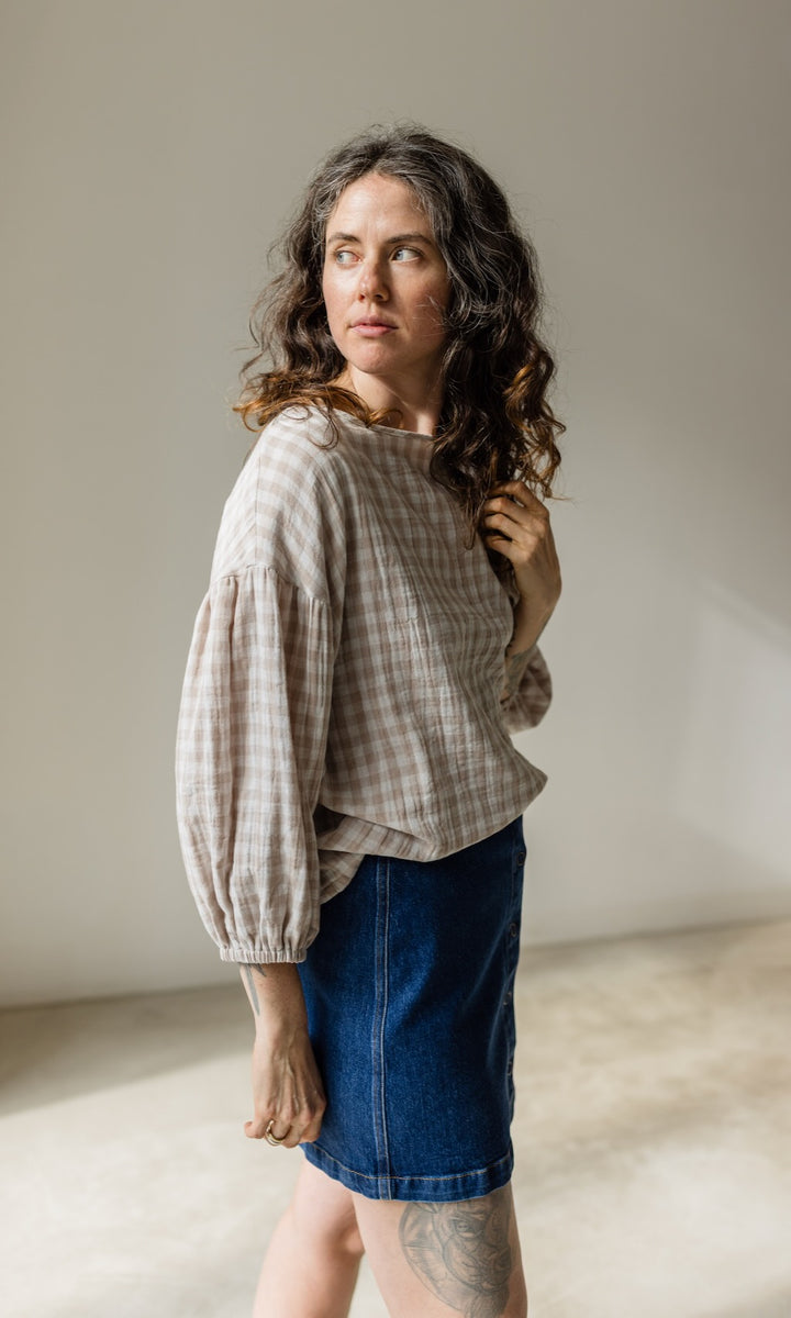 Mini Jeans Rock in klassischem Denim Blau aus Bio Baumwolle - abricot coco